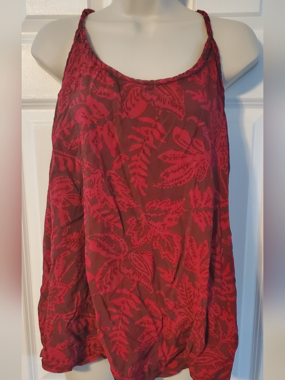 Torrid Braided Floral Tank in Raspberry And Brown